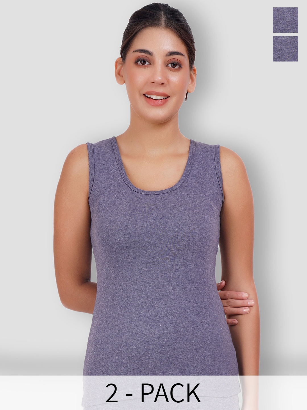 

SELFCARE Pack Of 2 Sleeveless Winter Wear Thermal Tops, Blue