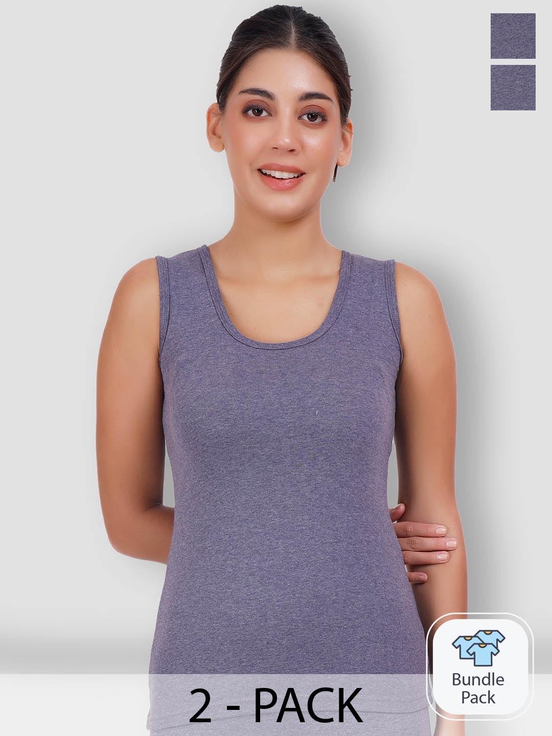 

SELFCARE Pack Of 2 Sleeveless Thermal Tops, Grey