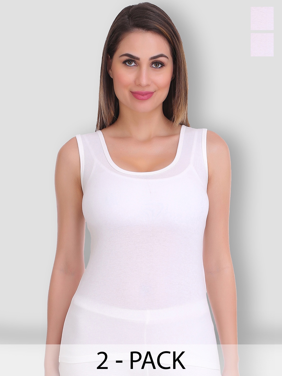 

SELFCARE Pack Of 2 Sleeveless Winter Wear Thermal Tops, White