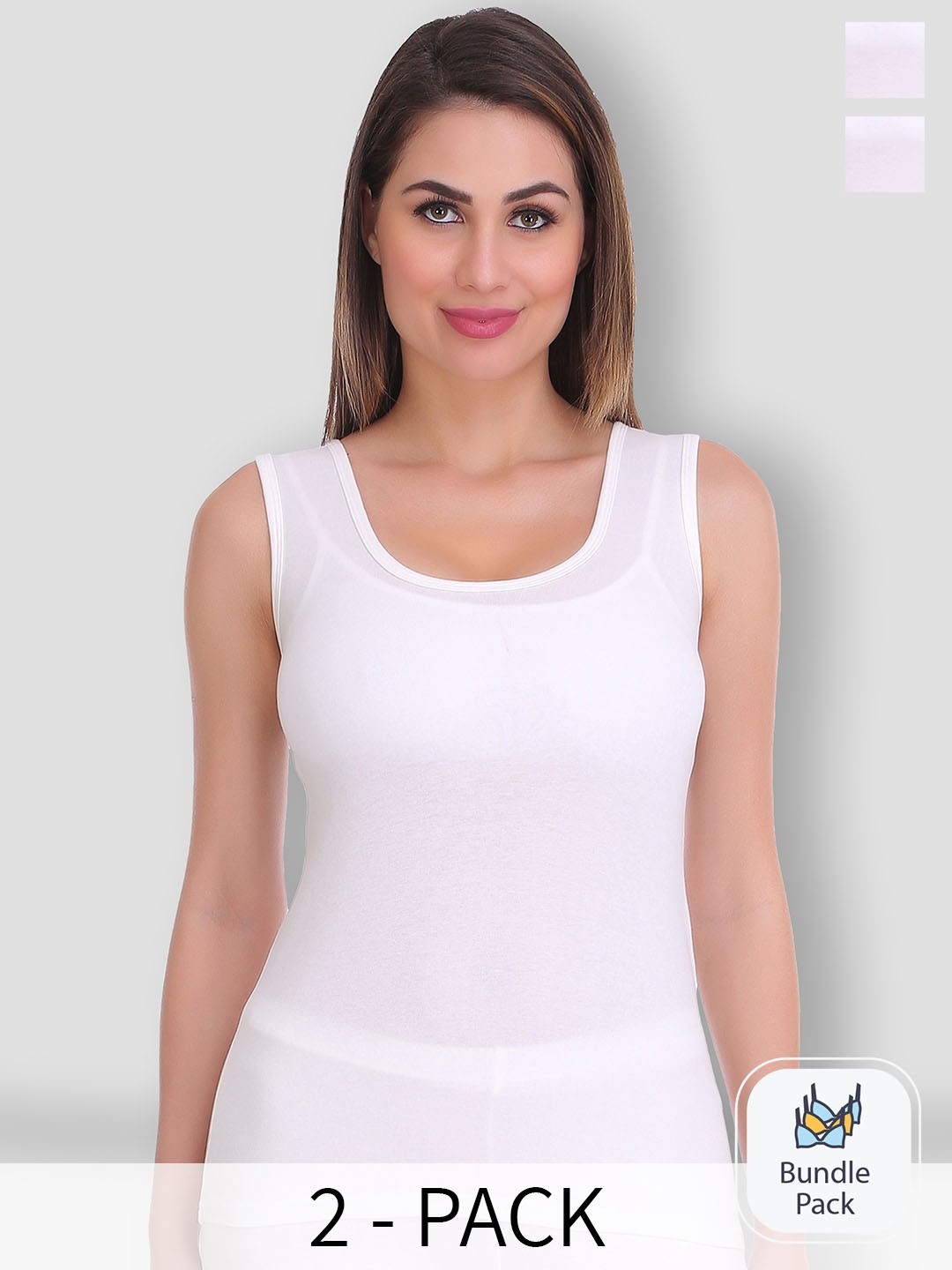 

SELFCARE Pack Of 2 Sleeveless Thermal Tops, White