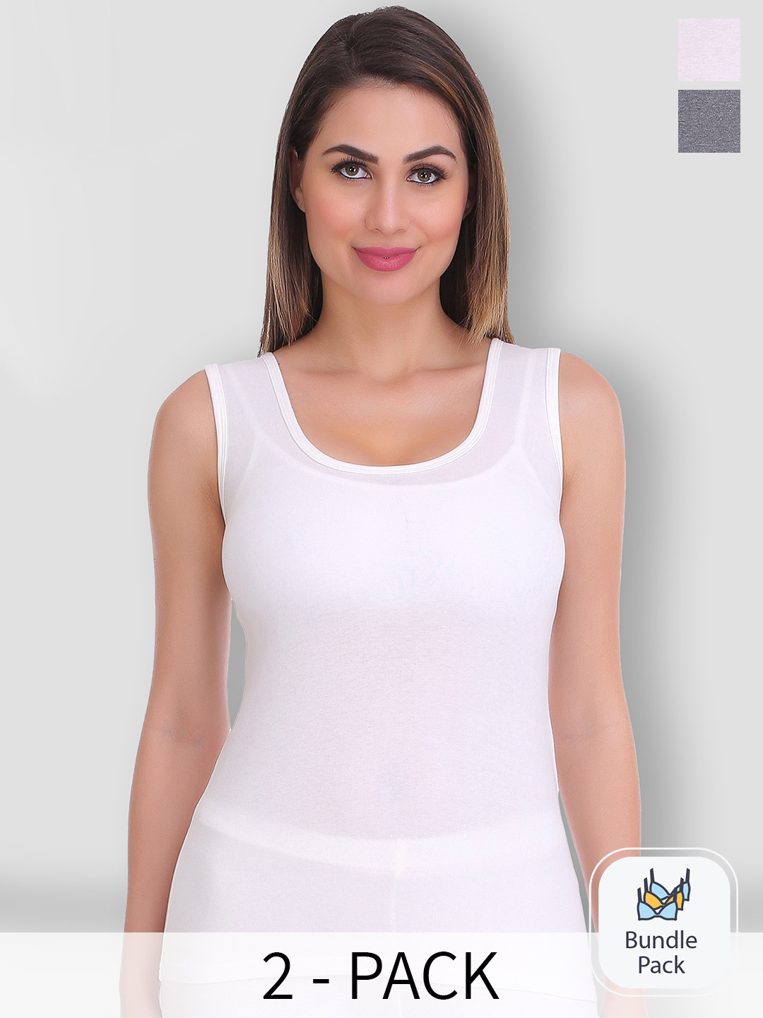 

SELFCARE Pack Of 2 Sleeveless Winter Wear Thermal Tops, Charcoal