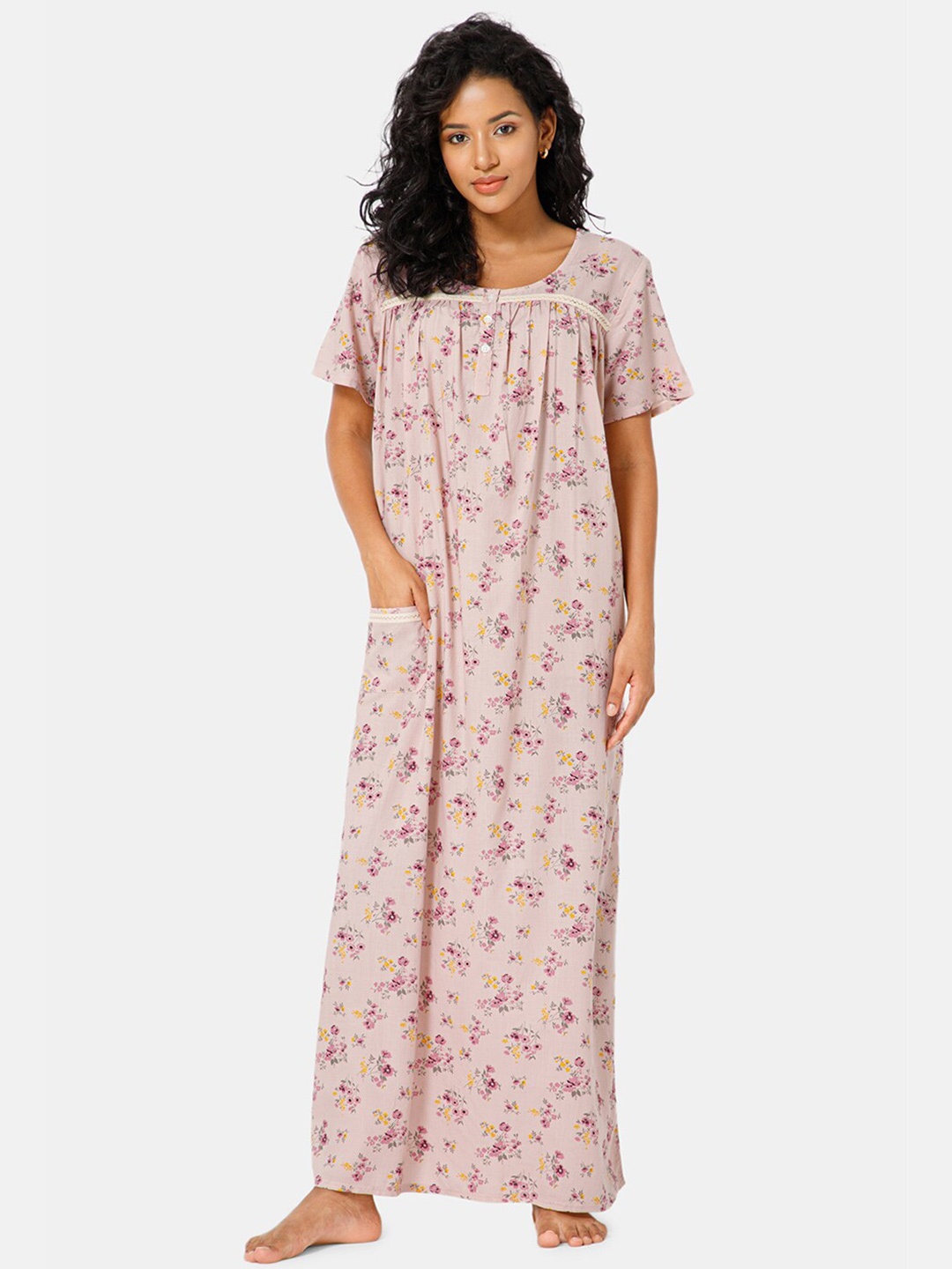 

NAIDU HALL Floral Printed Maxi Nightdress, Pink