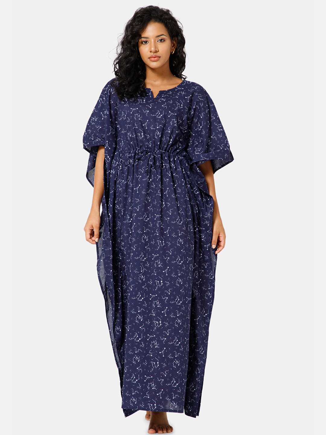 

NAIDU HALL Abstract Printed Maxi Kaftan Nightdress, Blue