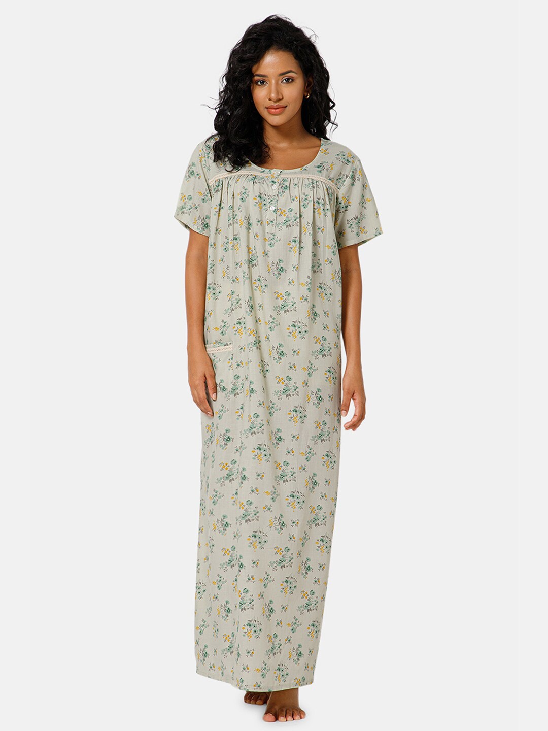 

NAIDU HALL Floral Printed Maxi Nightdress, Green