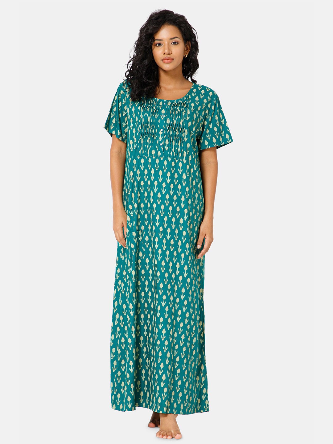 

NAIDU HALL Floral Printed Maxi Nightdress NT52DGR2XLBRA_535, Green