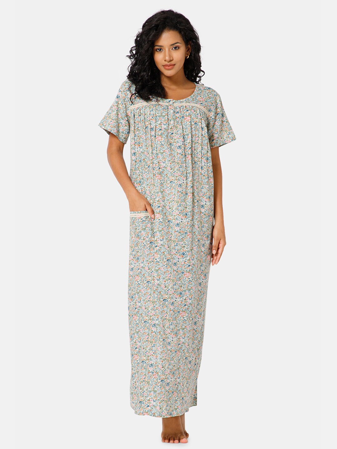 

NAIDU HALL Floral Printed Maxi Nightdress NT11LGR2XLBRA_560, Green