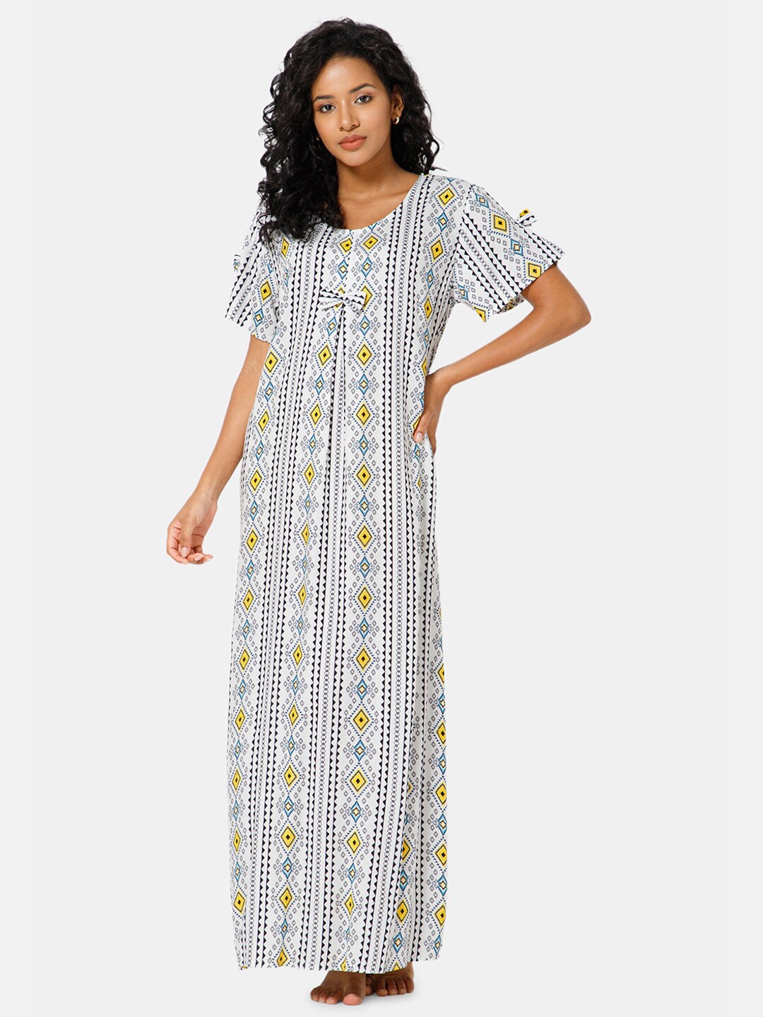 

NAIDU HALL Geometric Printed Maxi Nightdress NT44WHT2XLBRA_660, White
