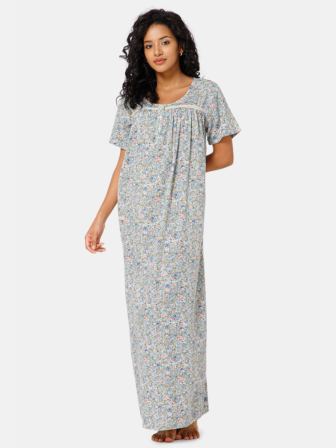 

NAIDU HALL Floral Printed Maxi Nightdress NT11SBL2XLBRA_560, White
