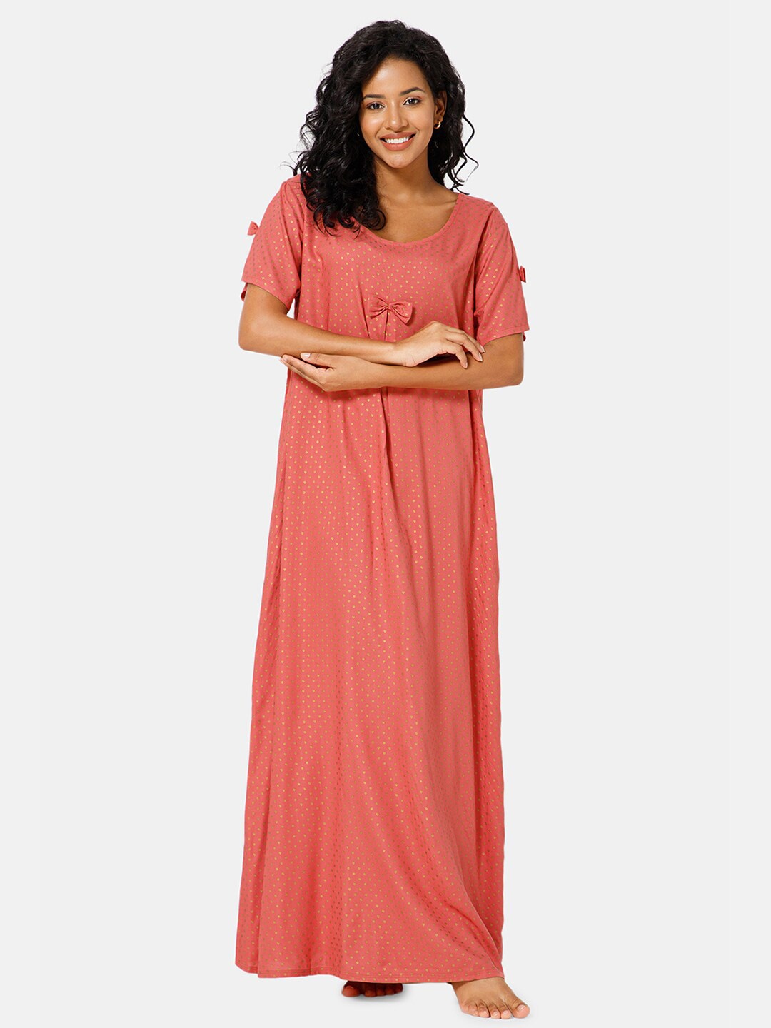 

NAIDU HALL Stars Printed Maxi Nightdress NT44PNK2XLBRA_660, Pink