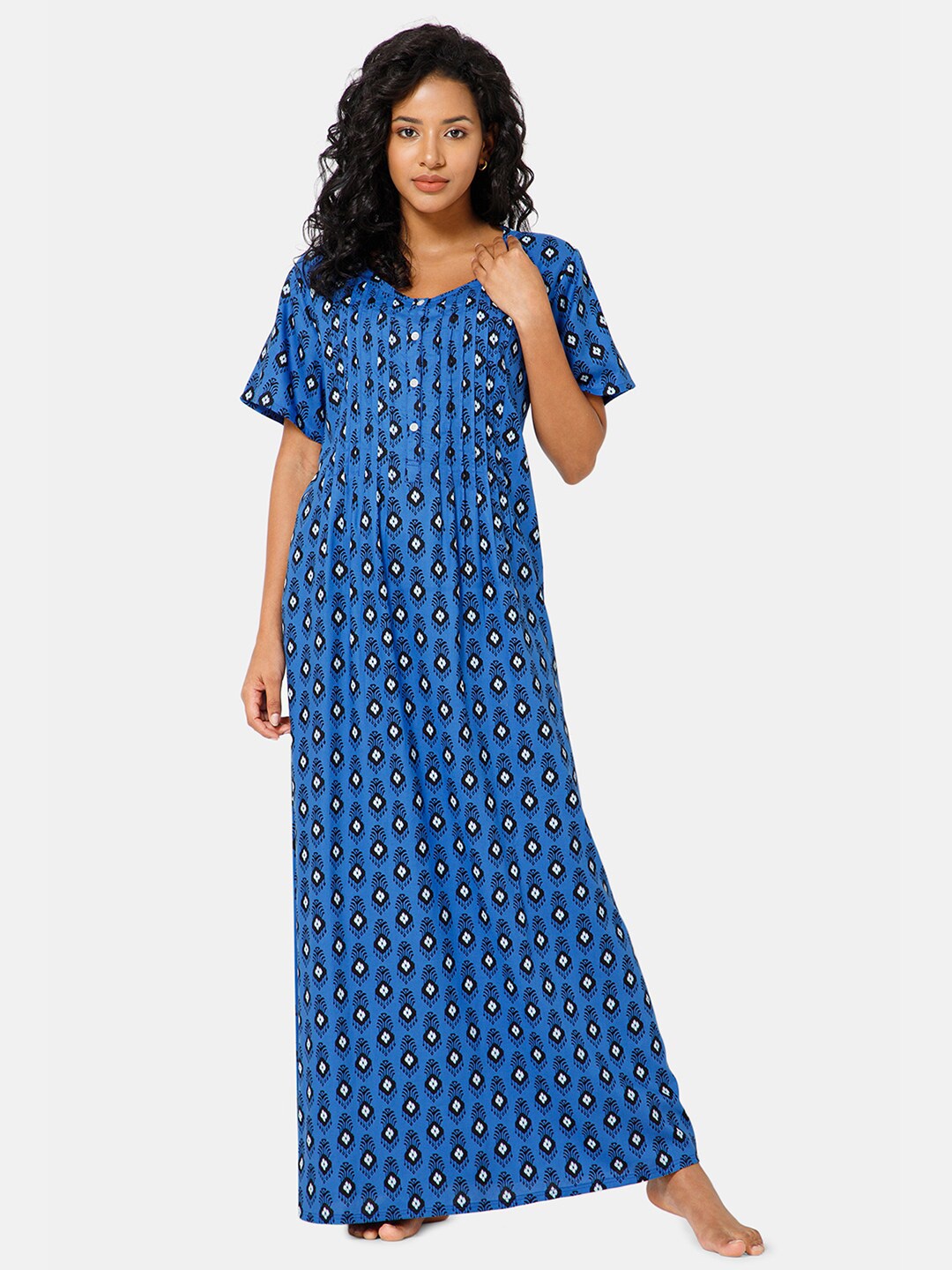 

NAIDU HALL Geometric Printed Maxi Nightdress, Blue