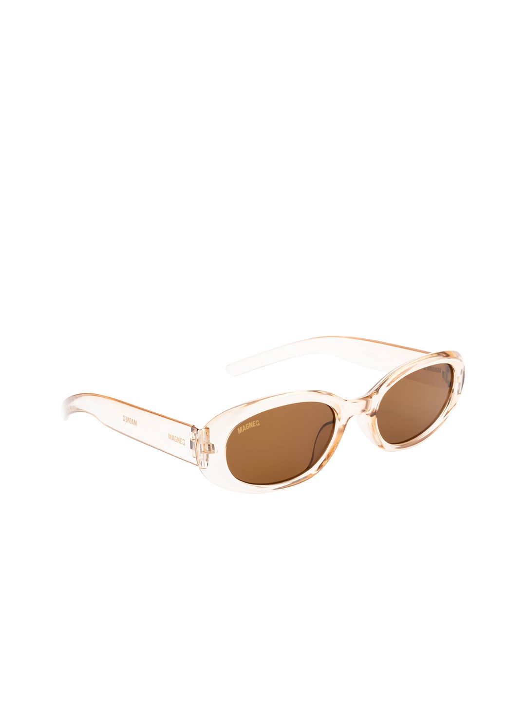 

MAGNEQ Unisex Oval Sunglasses with UV Protected Lens MG D007/S C5 5518, Brown