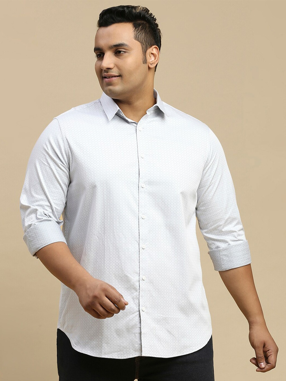 

Sztori Plus Size Classic Fit Pure Cotton Casual Shirt, Grey
