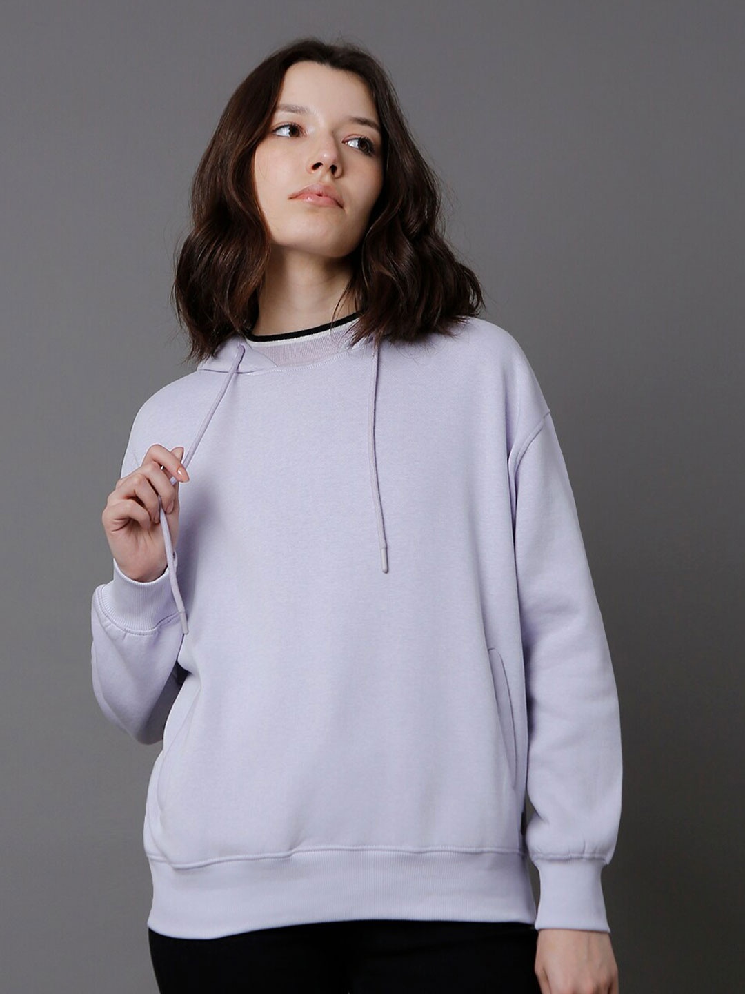 

High Star Hooded Long Sleeve Pullover Sweatshirt, Purple