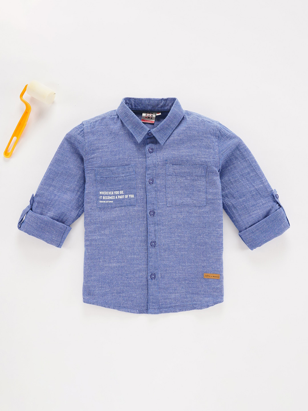 

Ed-a-Mamma Boys Spread Collar Cotton Casual Shirt, Blue