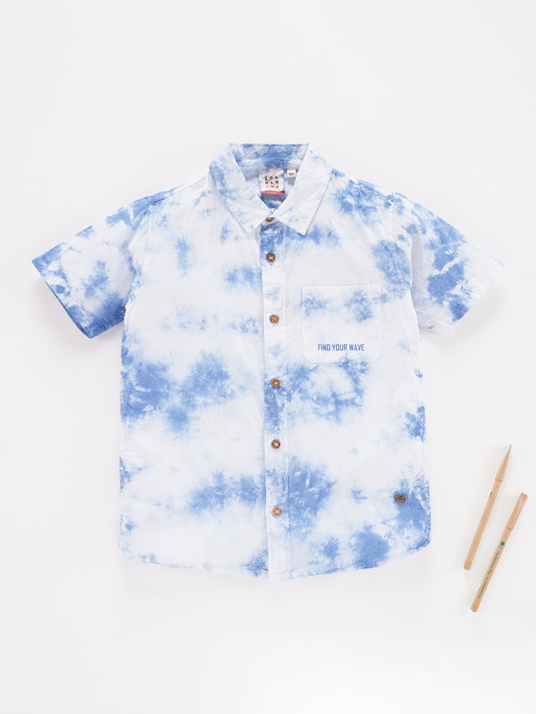 

Ed-a-Mamma Boys Tie & Dye Dyed Cotton Casual Shirt, Blue