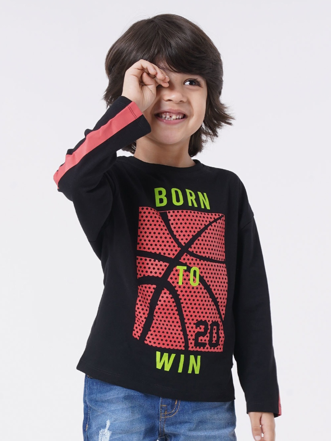 

Ed-a-Mamma Boys Graphic Printed Cotton T-shirt, Black