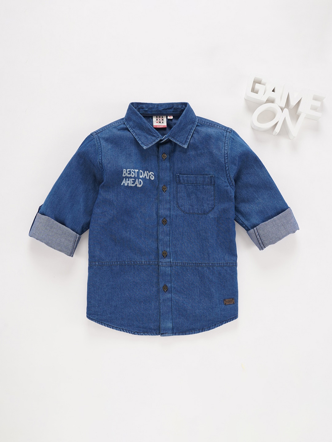 

Ed-a-Mamma Boys Regular Fit Opaque Cotton Casual Shirt, Blue