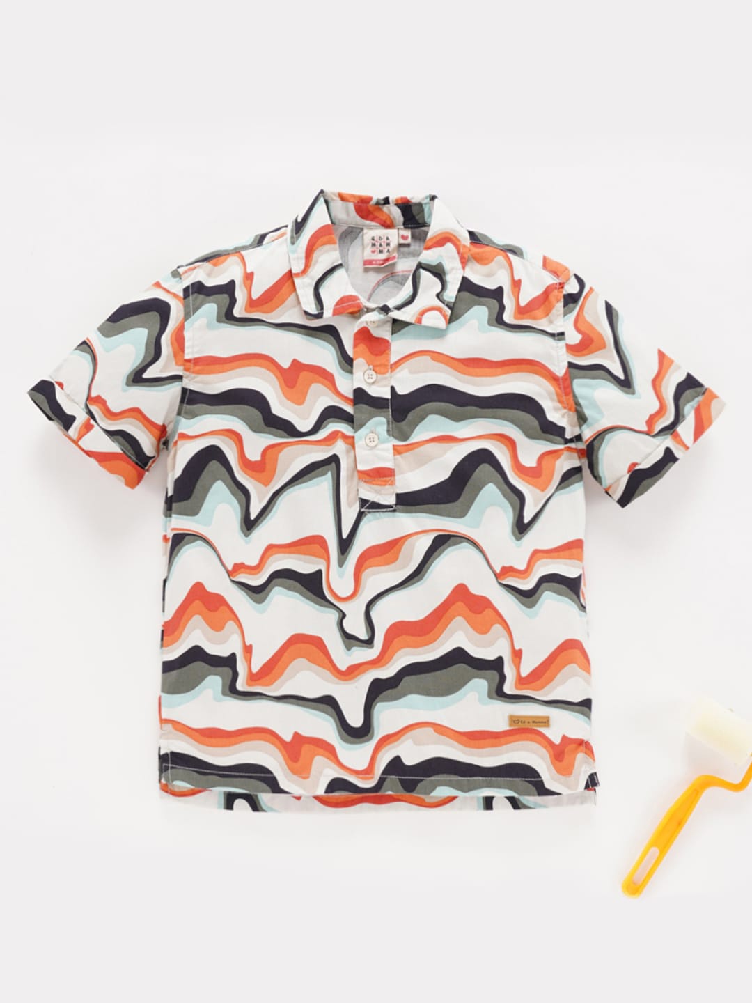 

Ed-a-Mamma Boys Abstract Printed Regular Fit Opaque Cotton Casual Shirt, White