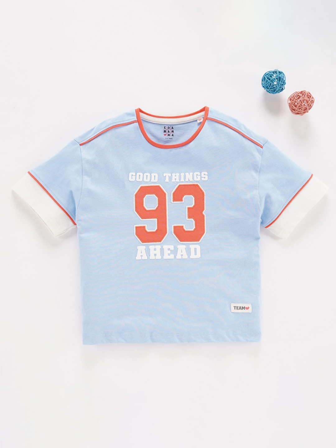 

Ed-a-Mamma Girls Varsity Printed Cotton T-shirt, Blue