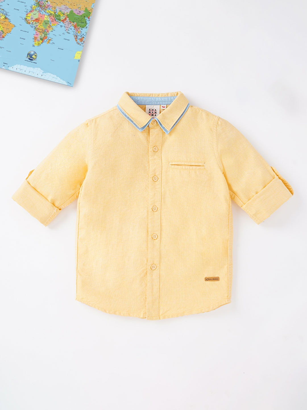 

Ed-a-Mamma Boys Regular Fit Opaque Cotton Casual Shirt, Yellow