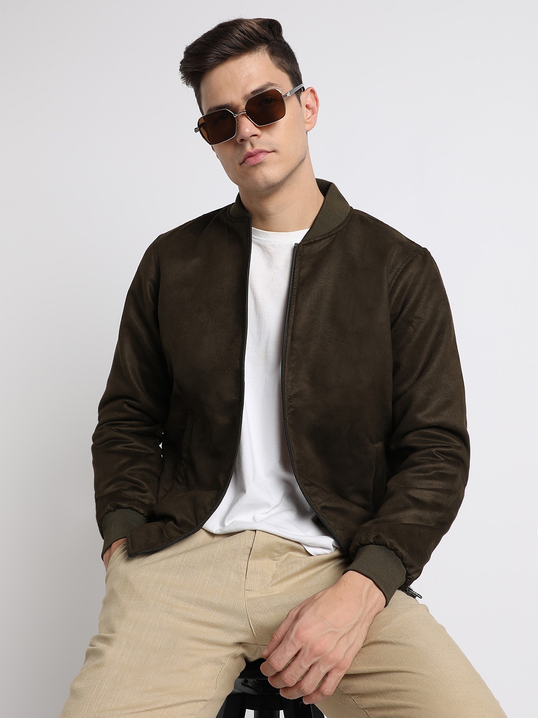 

Dennis Lingo Mandarin Collar Bomber Jacket, Olive