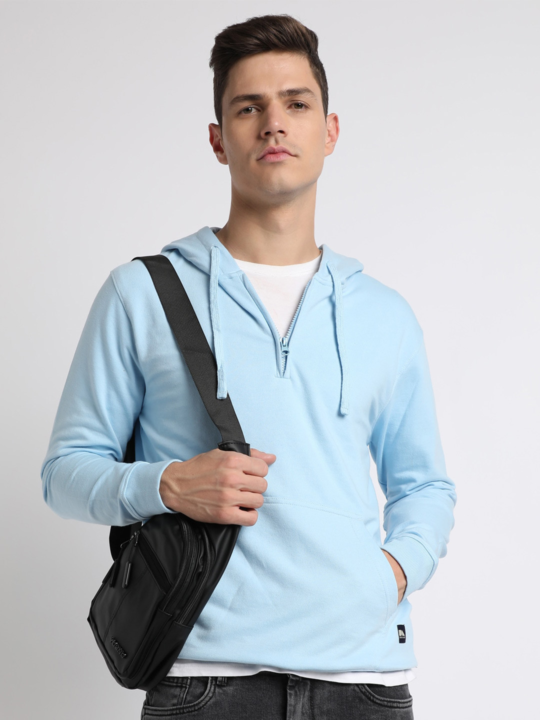 

Dennis Lingo Front-Open Hooded Sweatshirt, Blue