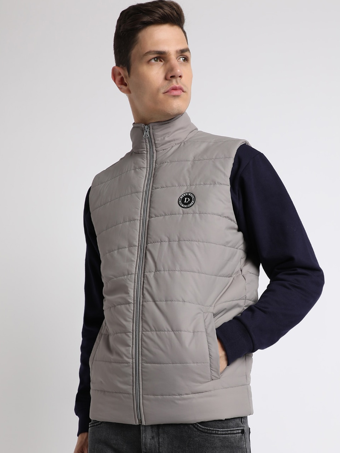 

Dennis Lingo Mock Collar Quilted Jacket, Grey