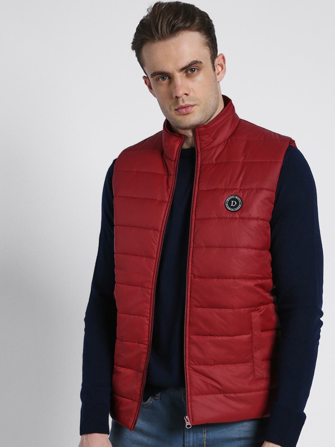 

Dennis Lingo Mock Collar Quilted Jacket, Red
