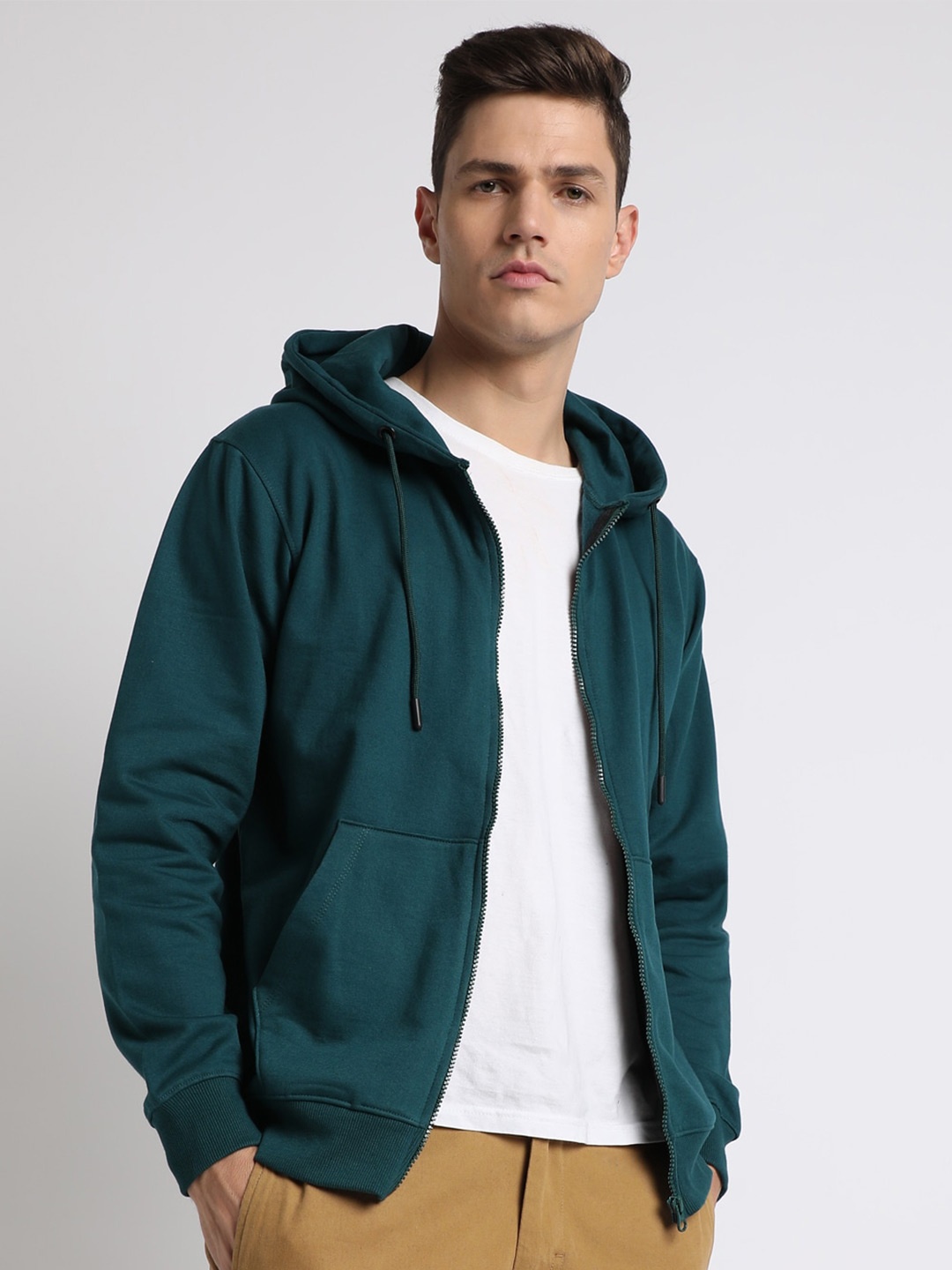 

Dennis Lingo Zipper Hooded Front-Open Sweatshirt, Teal
