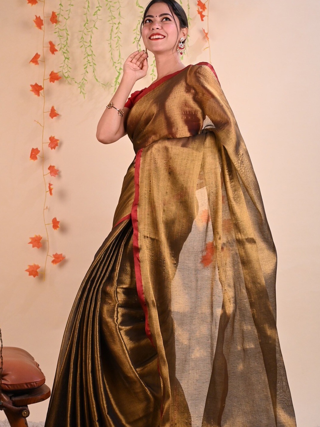 

Isadora Life Ready to Wear Murshidabad Silk Saree, Copper