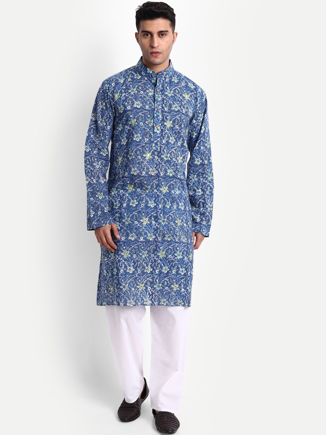 

Aashima Wahal Floral Block Printed Straight Kurta, Blue