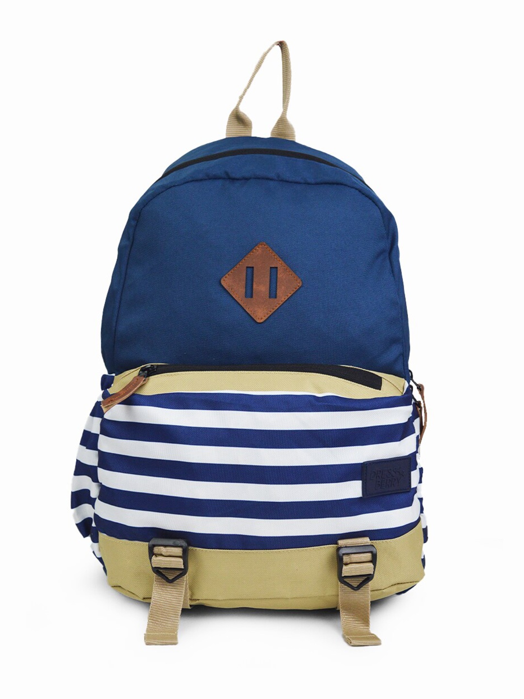 

DressBerry Unisex Blue & Beige Striped Backpack