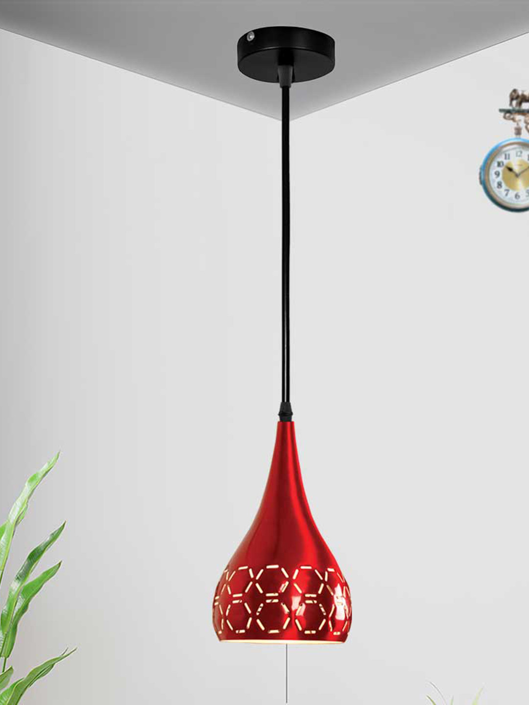 

Home Craft Theme Red Textured Spherical Pendant Hanging Ceiling Lamp