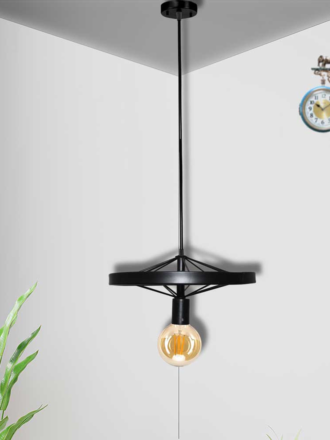 

Home Craft Theme Black Wheel Shape Pendant Hanging Ceiling Lamp