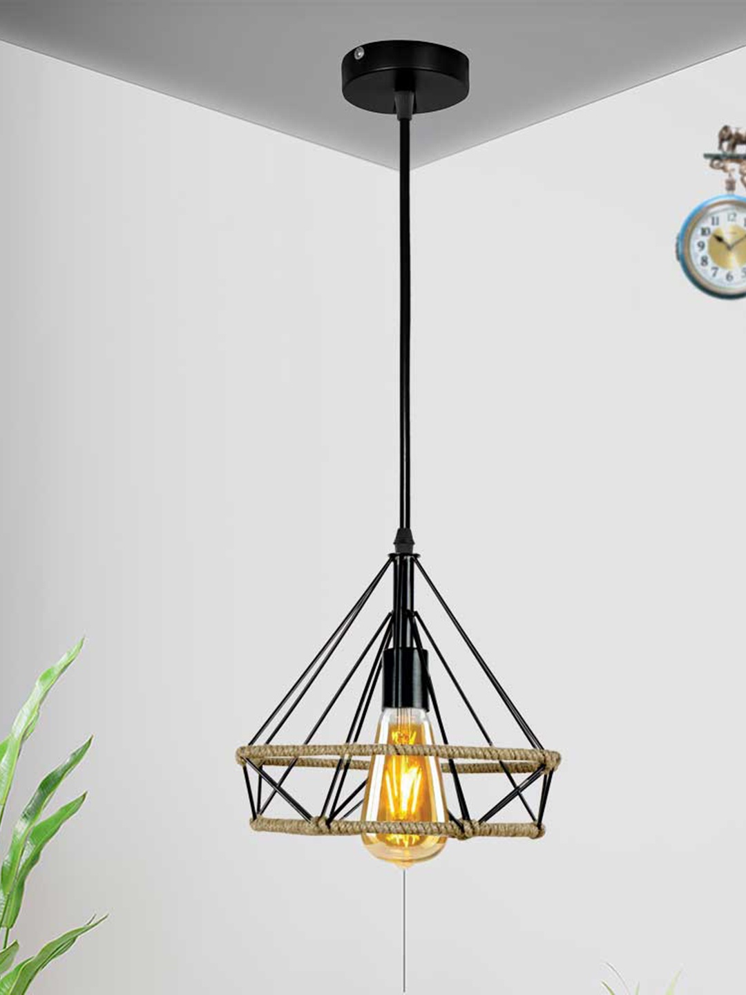 

Home Craft Theme Black & Brown Diamond Shape Pendant Hanging Ceiling Lamp