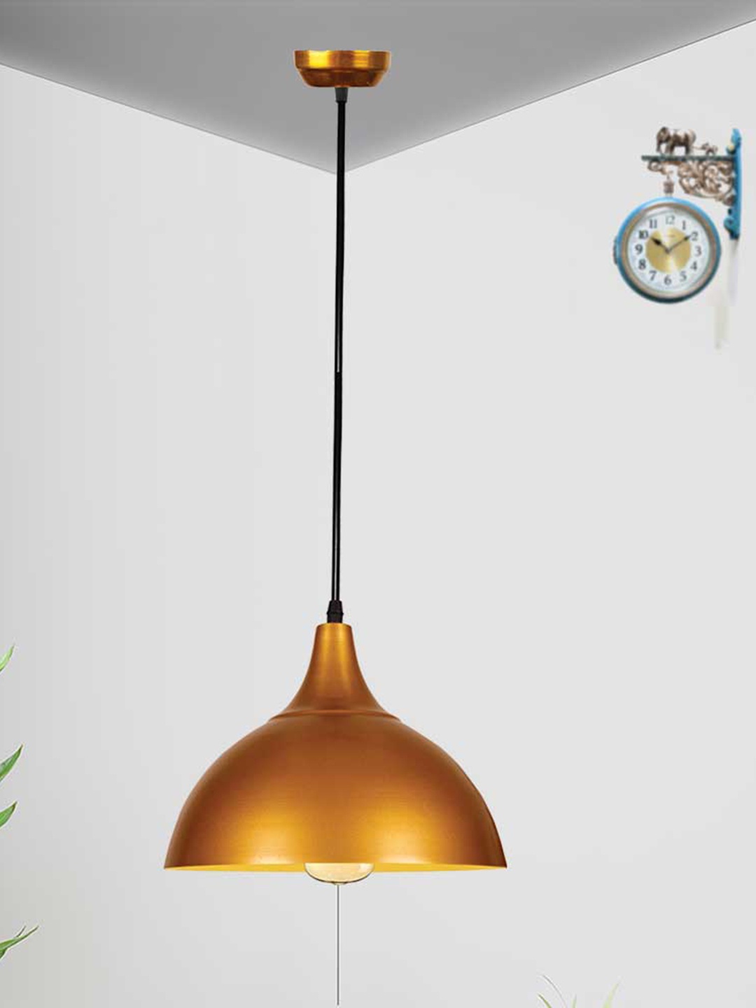 

Home Craft Theme Golden Semi-Sphere Pendant Hanging Ceiling Lamp, Gold
