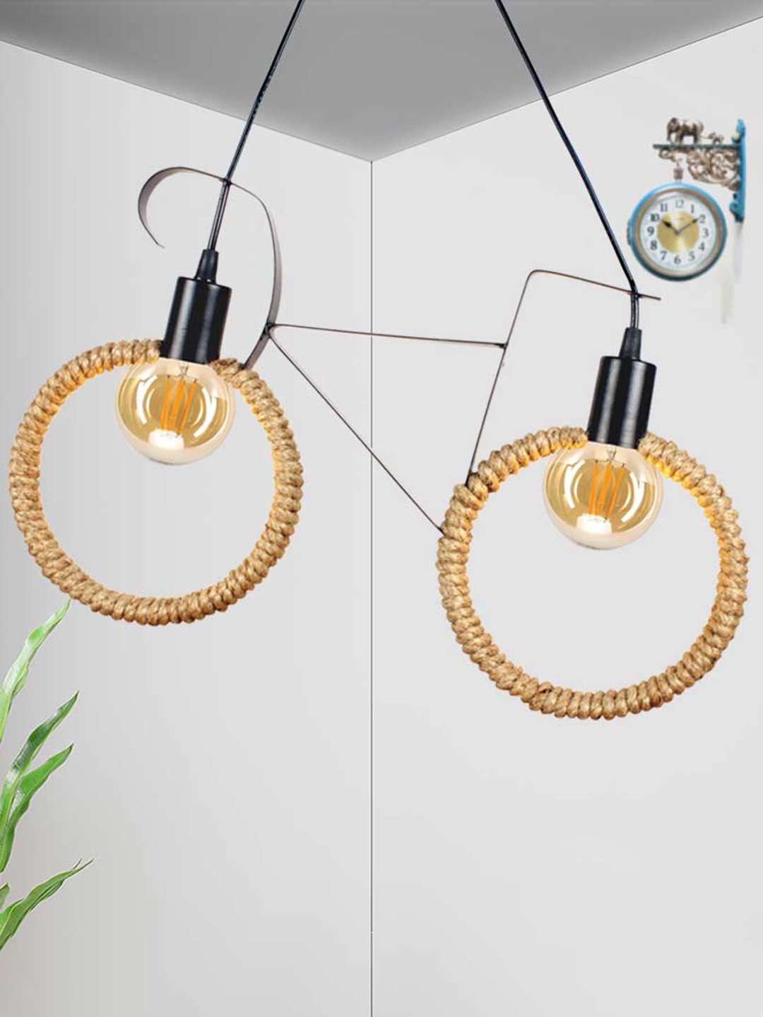 

Home Craft Theme Black & Brown Cycle Rope Hanging Ceiling Lamp