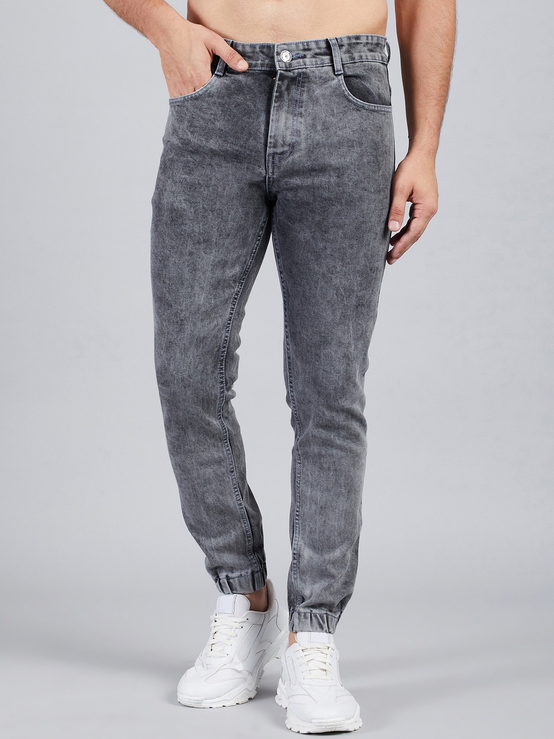 

STUDIO NEXX Mid-Rise Heavy Fade Denim Joggers, Grey