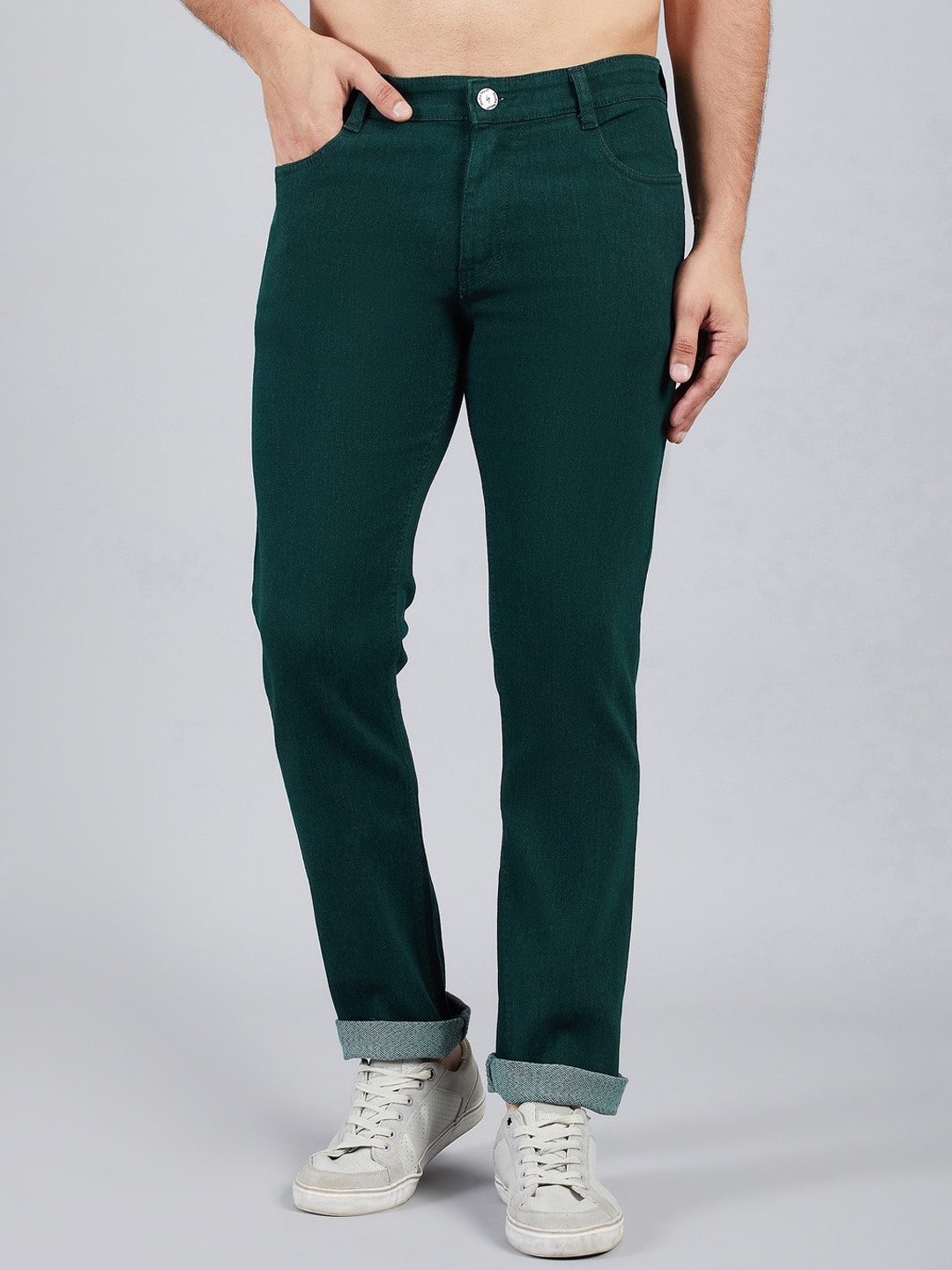 

STUDIO NEXX Men Relaxed Fit Clean Look Stretchable Jeans, Green