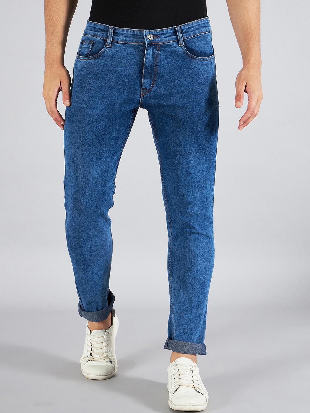 

STUDIO NEXX Men Slim Fit Heavy Fade Stretchable Jeans, Blue