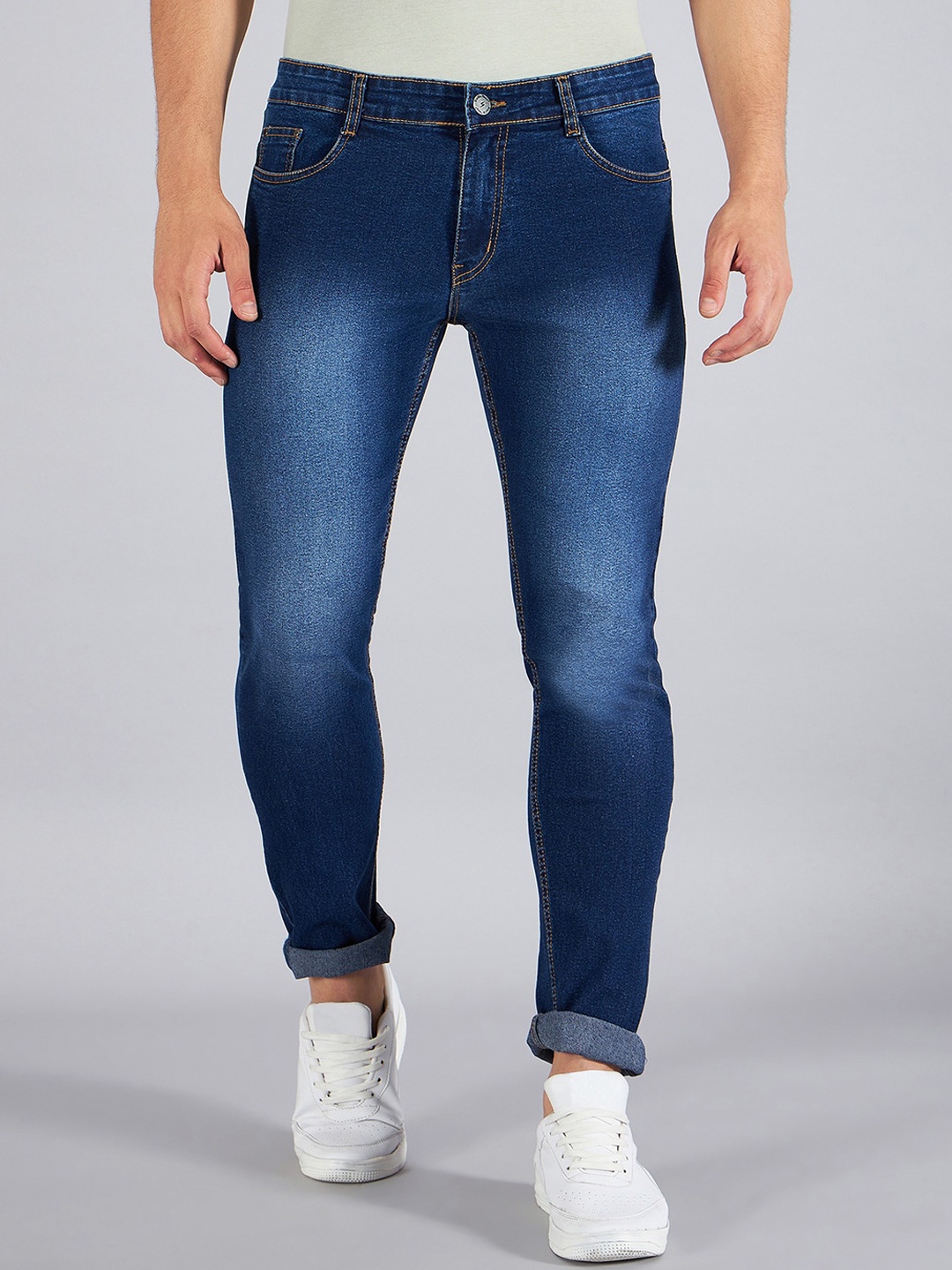 

STUDIO NEXX Men Clean Look Mid Rise Cotton Stretchable Jeans, Navy blue