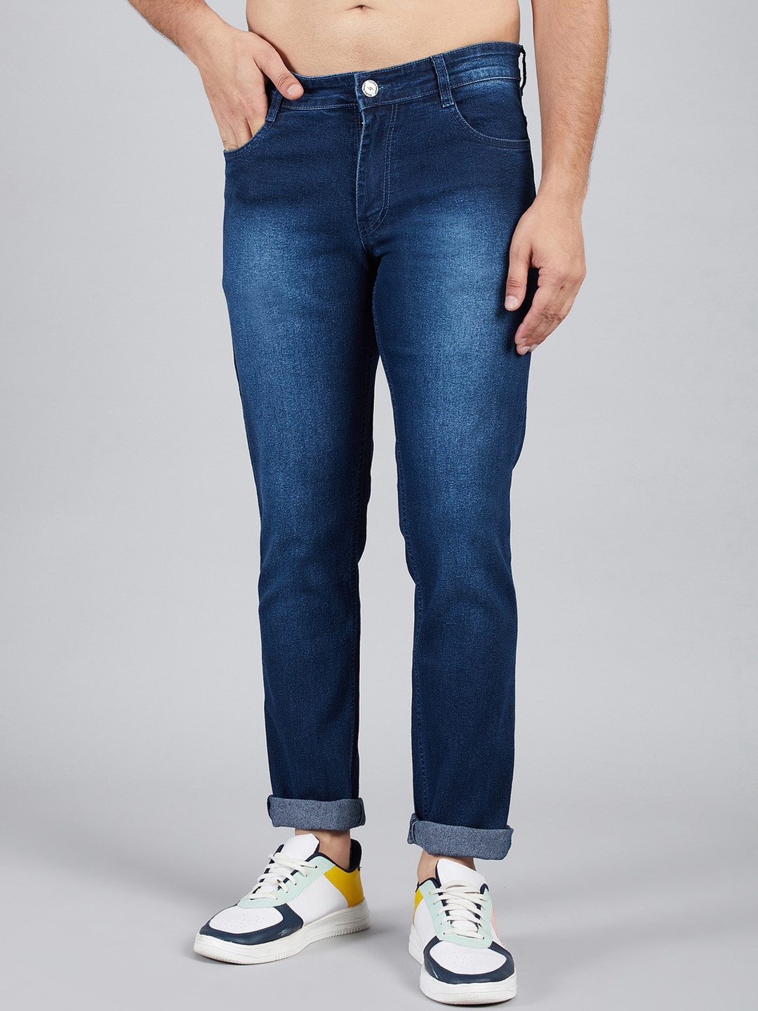 

STUDIO NEXX Men Slim Fit Light Fade Clean Look Stretchable Jeans, Blue