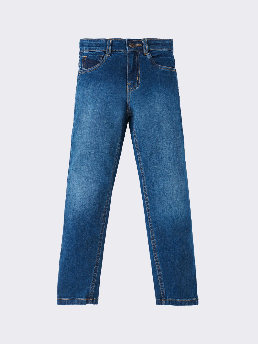 

Ed-a-Mamma Boys Slim Fit Light Fade Clean Look Stretchable Cotton Jeans, Blue