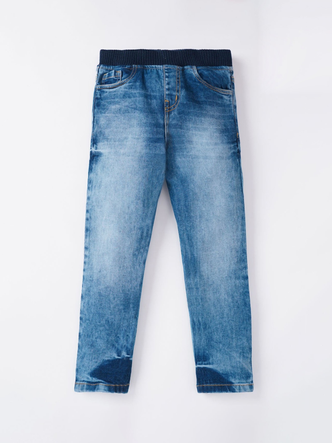 

Ed-a-Mamma Boys Straight Fit Heavy Fade Stretchable Jeans, Blue