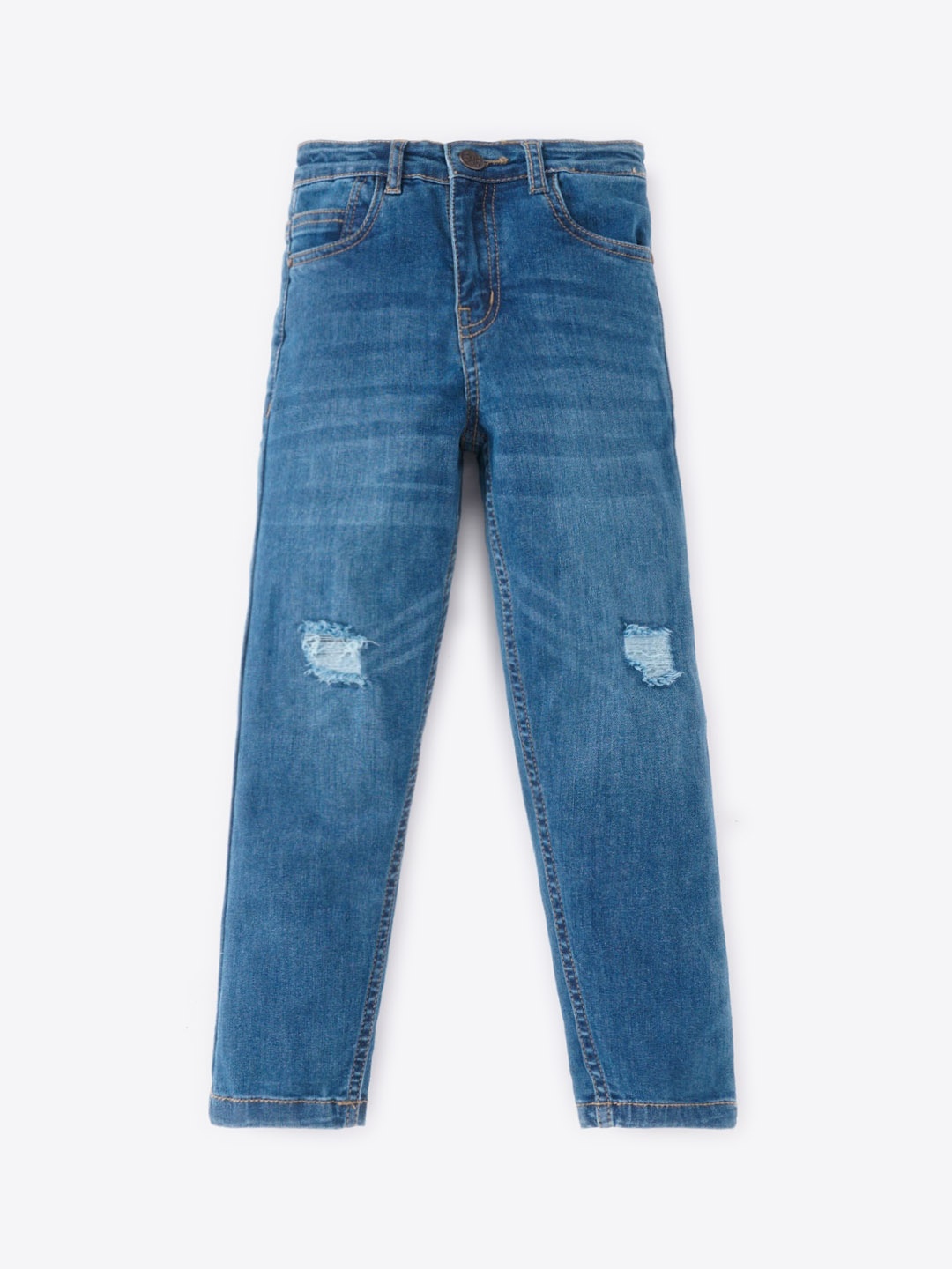 

Ed-a-Mamma Boys Slim Fit Mildly Distressed Light Fade Stretchable Jeans, Blue