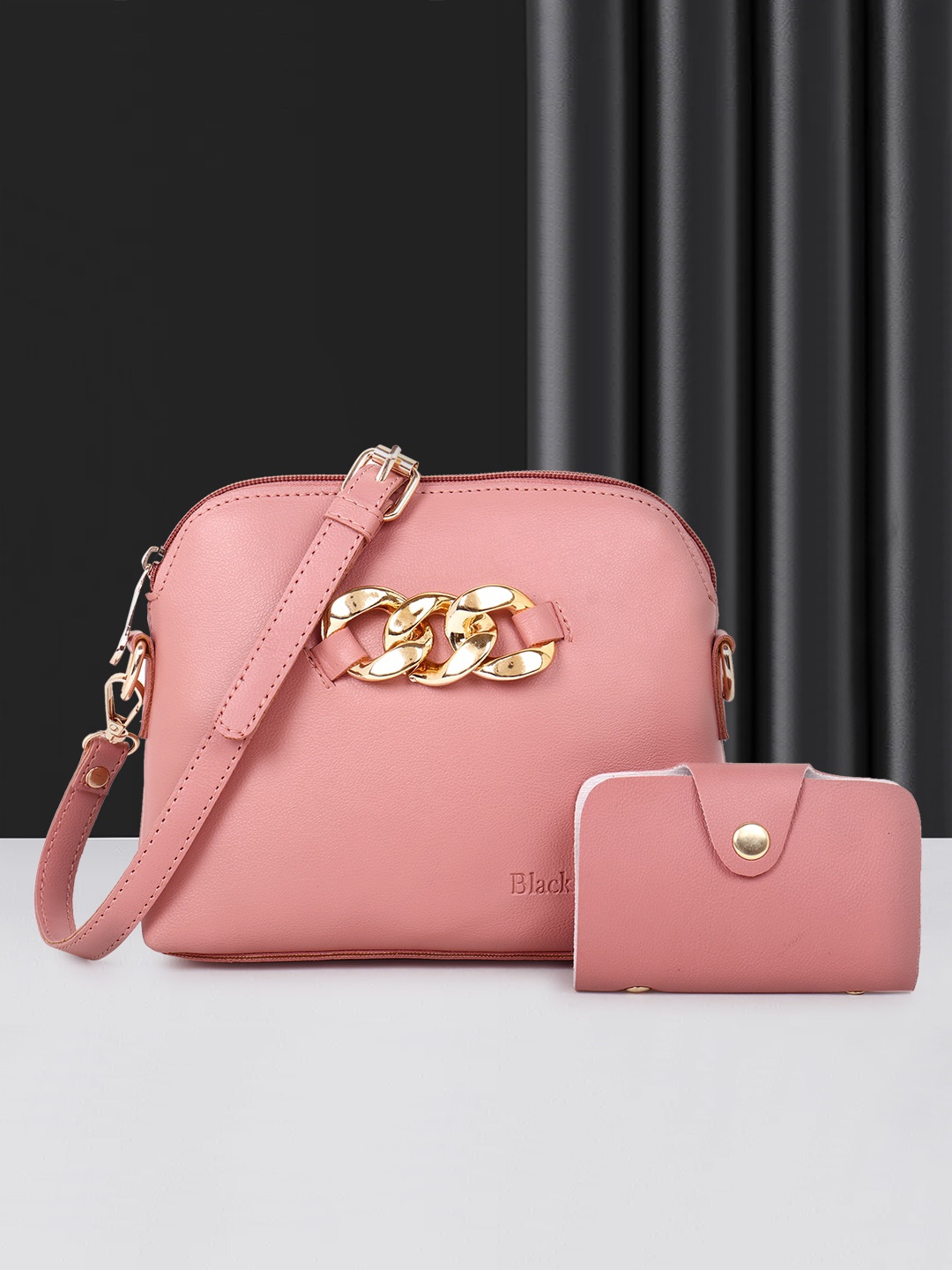 Black Spade Embellished PU Shopper Handheld Bag, Pink