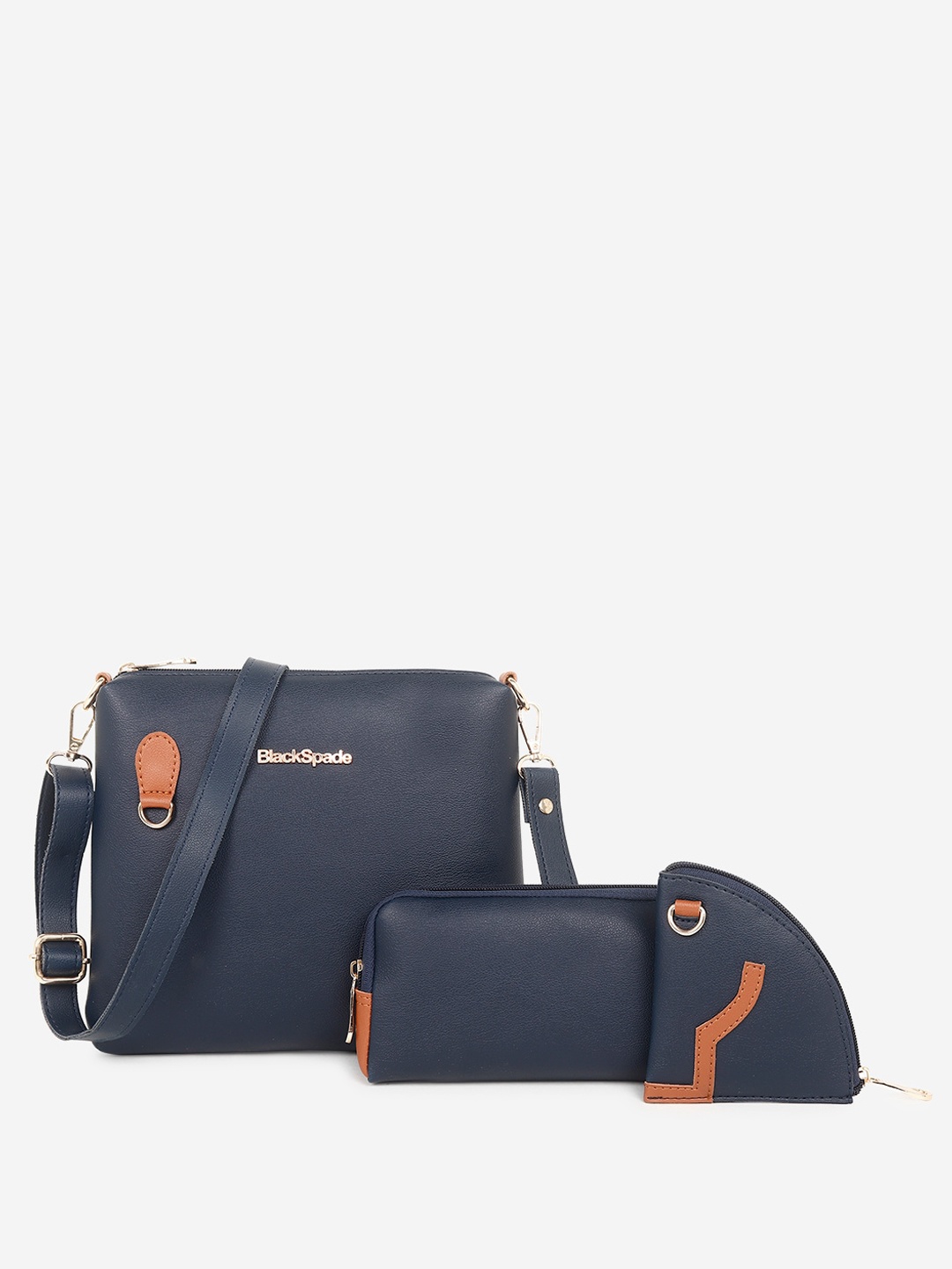 

Black Spade Set Of 3 PU Shopper Sling Bag, Blue