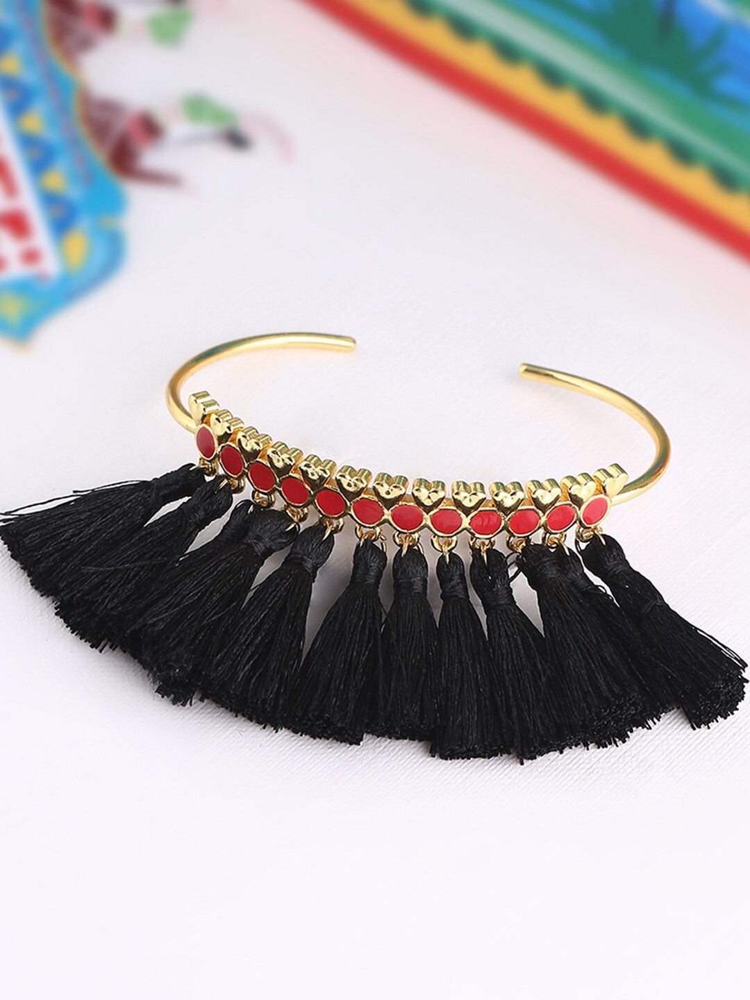 

Voylla Gold Plated Tassels Cuff Bracelet