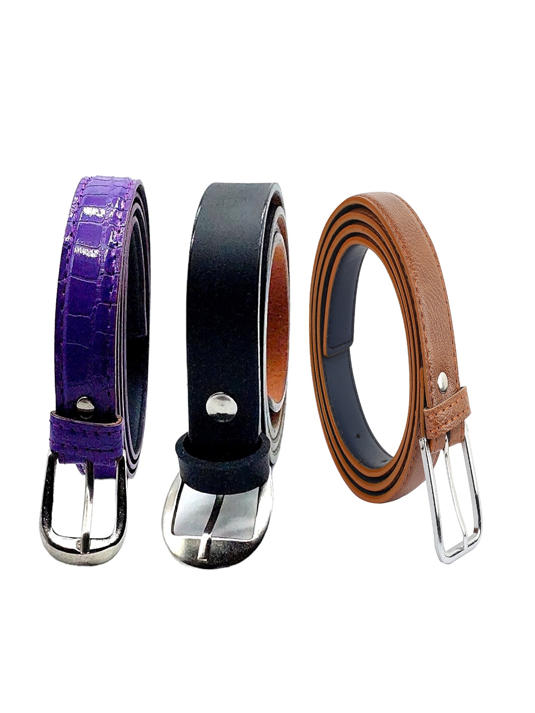 

DIAN Women Pack Of 3 Textured Belt, Purple