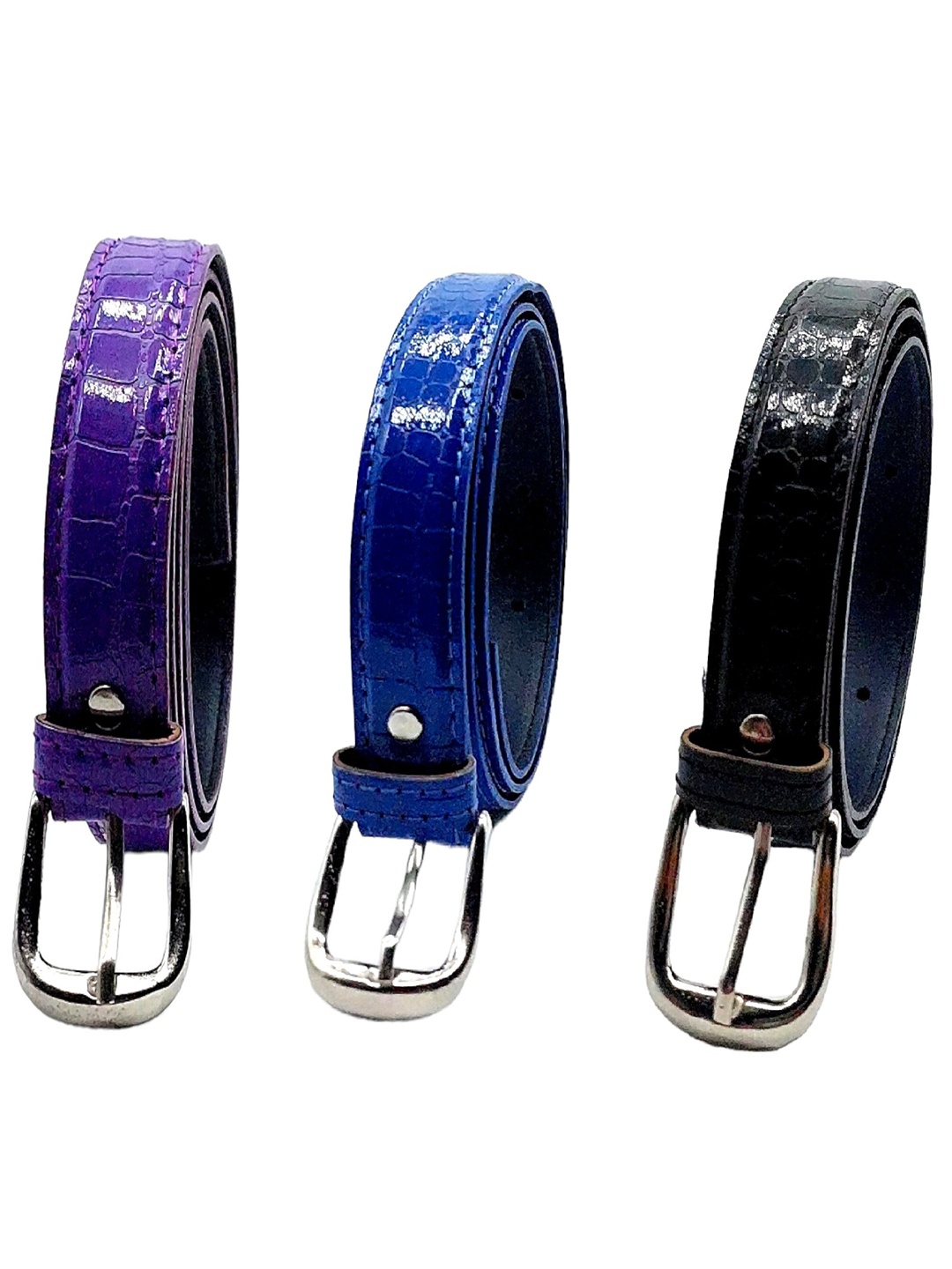 

DIAN Women Pack Of 3 Textured Slim Belt, Purple